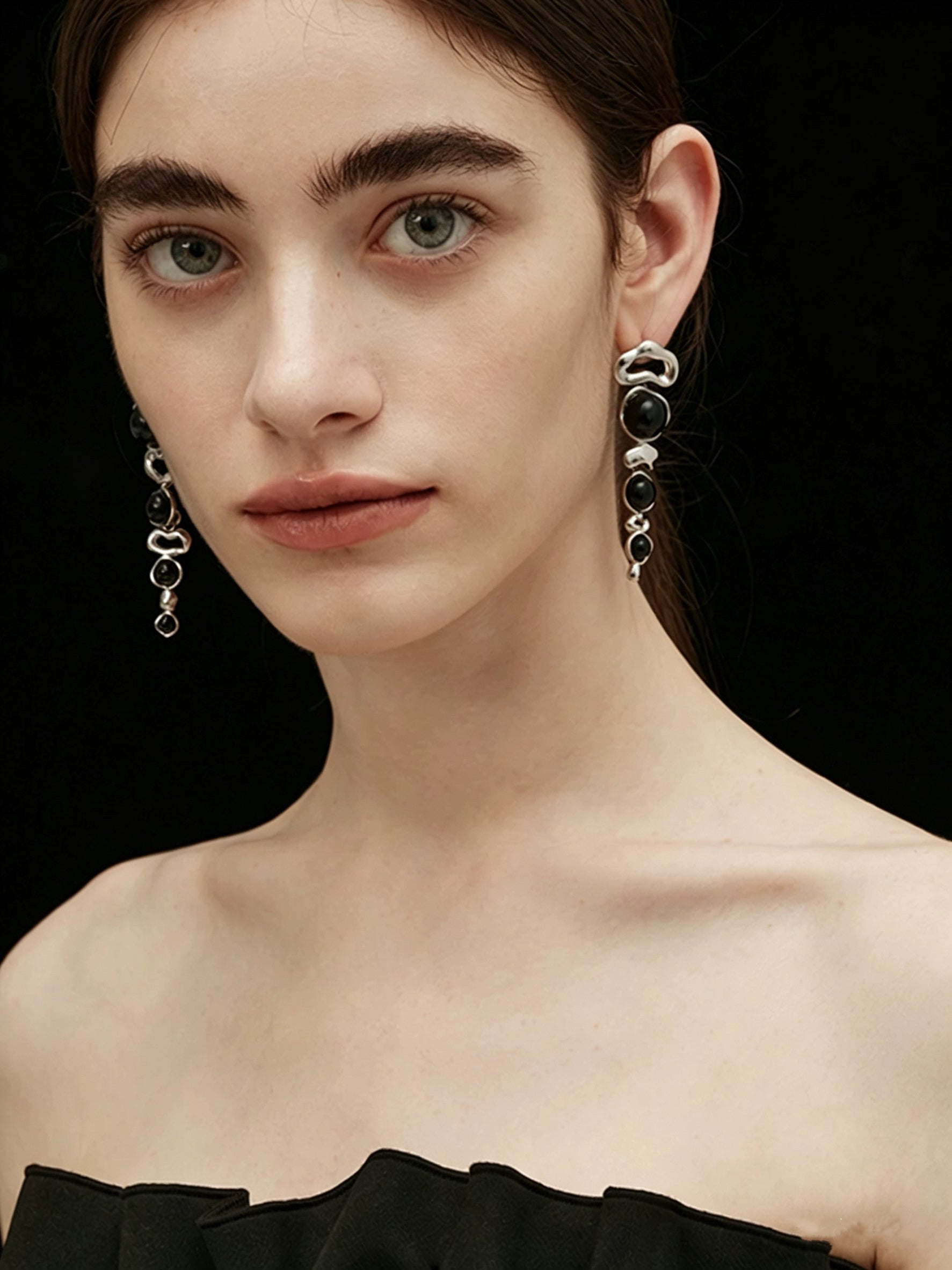 Sanswood Sengo'S "Electric Wave Island" Dual-Purpose Earrings! Black Onyx Earrings For Women Detachable Necklace Pendant