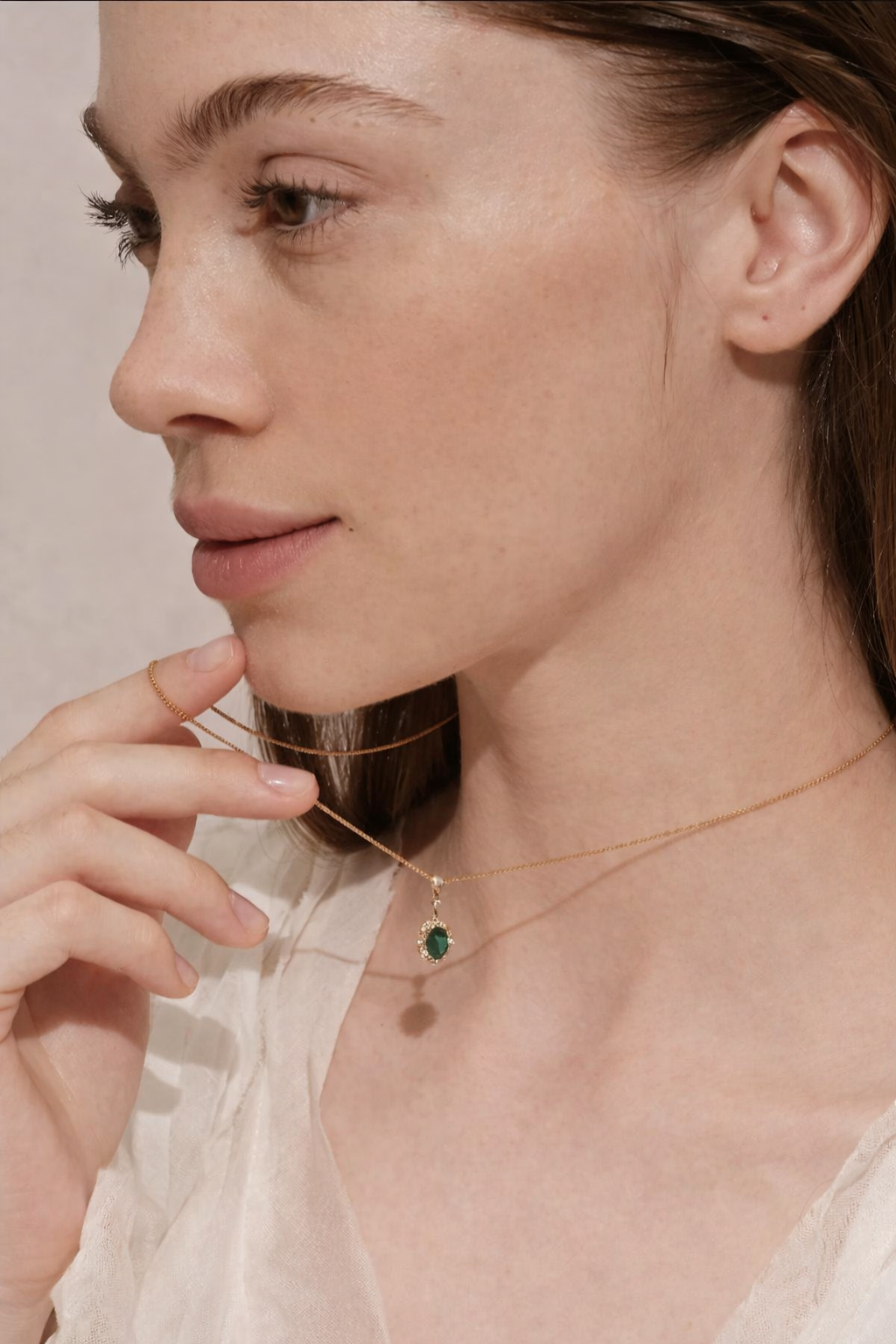 Sanswood Morigo "Sissi" Cultivated Emerald Necklace Retro High-End Sweater Chain