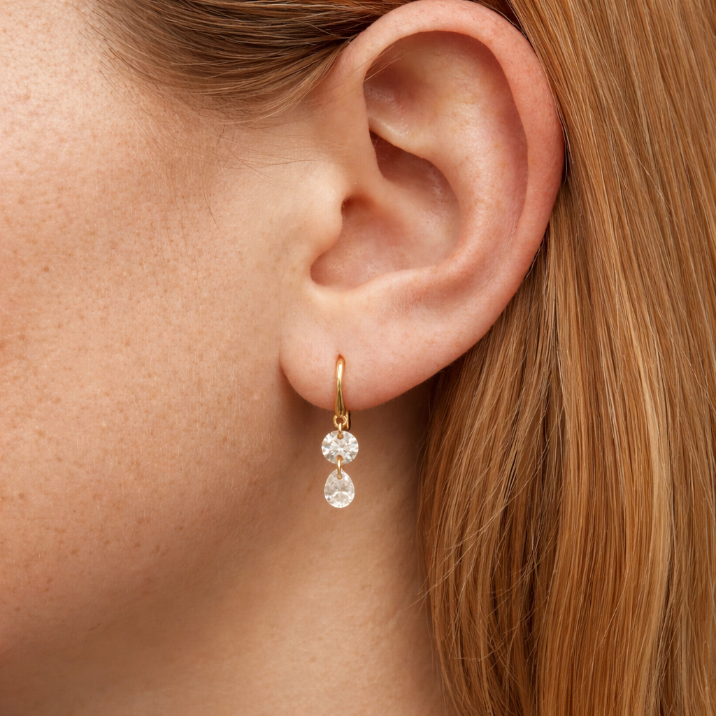 Sanswood Moriwu’S Breath Of The Snow Country Moissanite Earrings Light Luxury Sparkling Double Diamond 2 Carat Smart Earrings