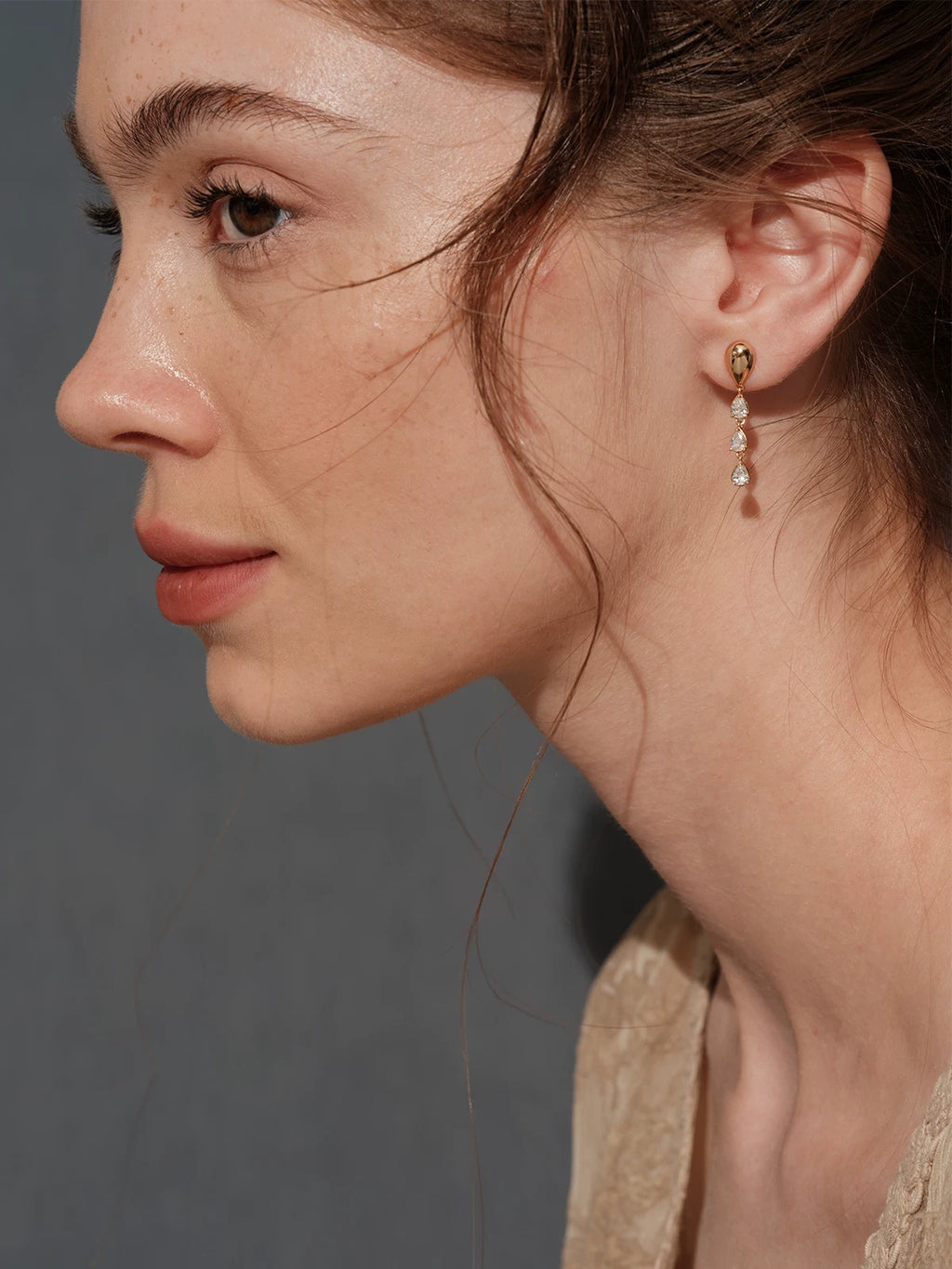 Sanswood Sengo "White Dew" Drop Diamond Earrings Modern Simple Sparkling Smart Earrings Autumn And Winter Earrings