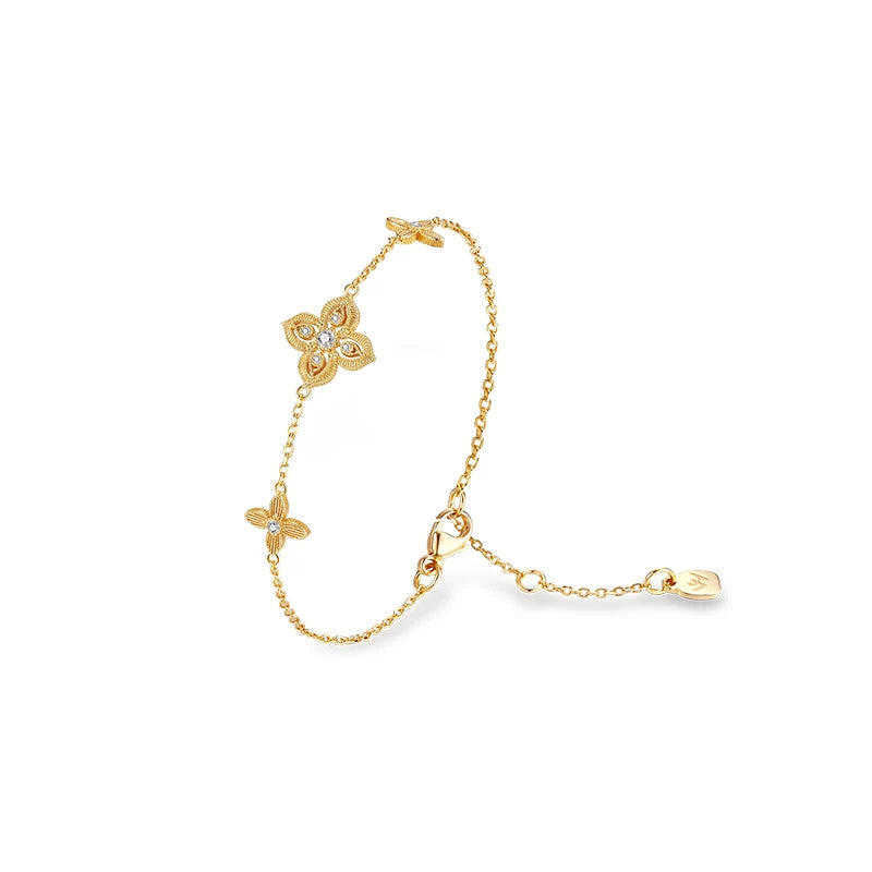 Sanswood Sengo'S "Lost In The Valley Of Spring" Guilloché Four-Leaf Clover Hand Jewelry For Women, A Light And Luxurious Retro Look With Hollowed-Out Hand Ornaments.