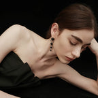 Sanswood Sengo'S "Electric Wave Island" Dual-Purpose Earrings! Black Onyx Earrings For Women Detachable Necklace Pendant