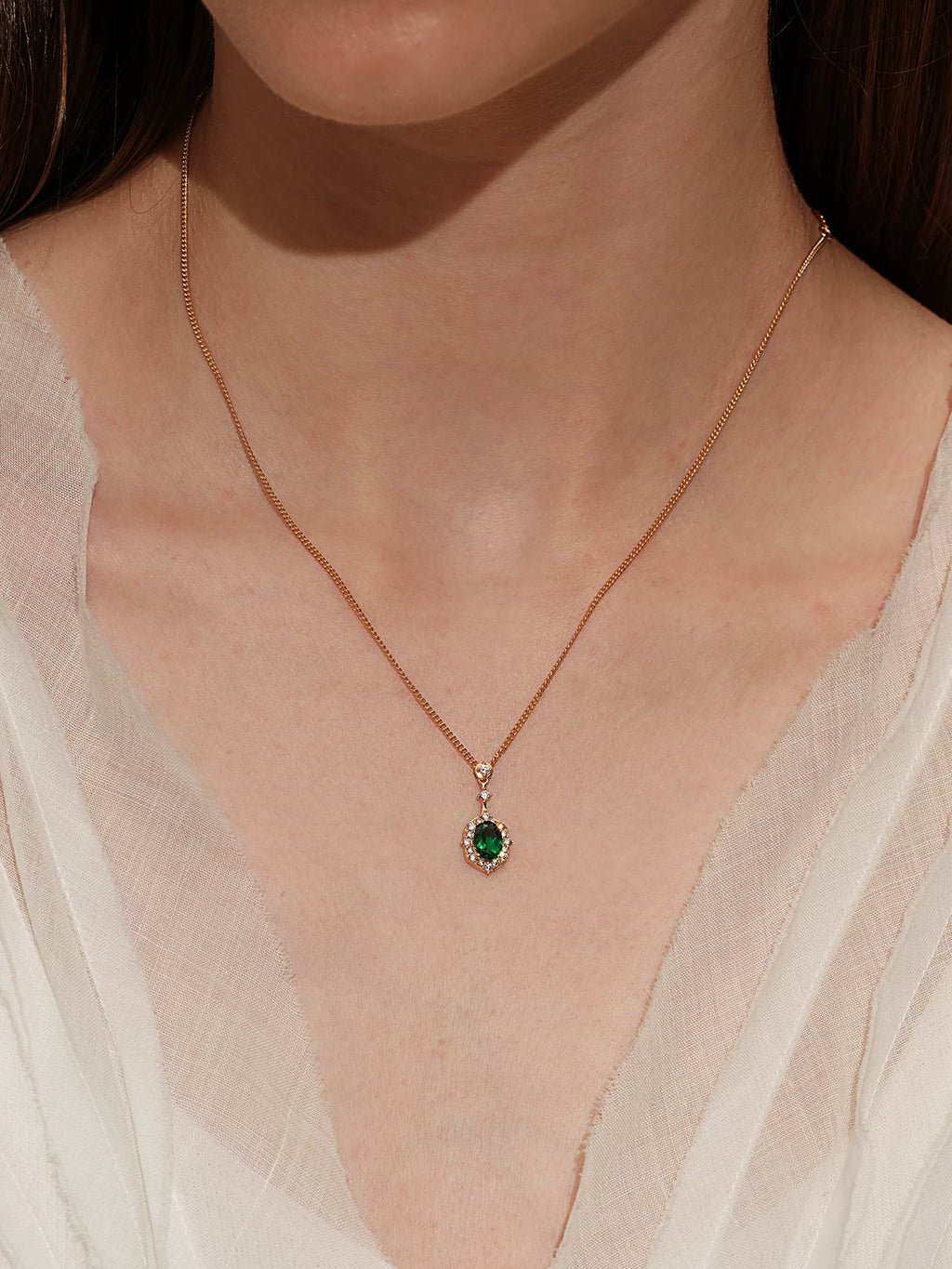 Sanswood Morigo "Sissi" Cultivated Emerald Necklace Retro High-End Sweater Chain
