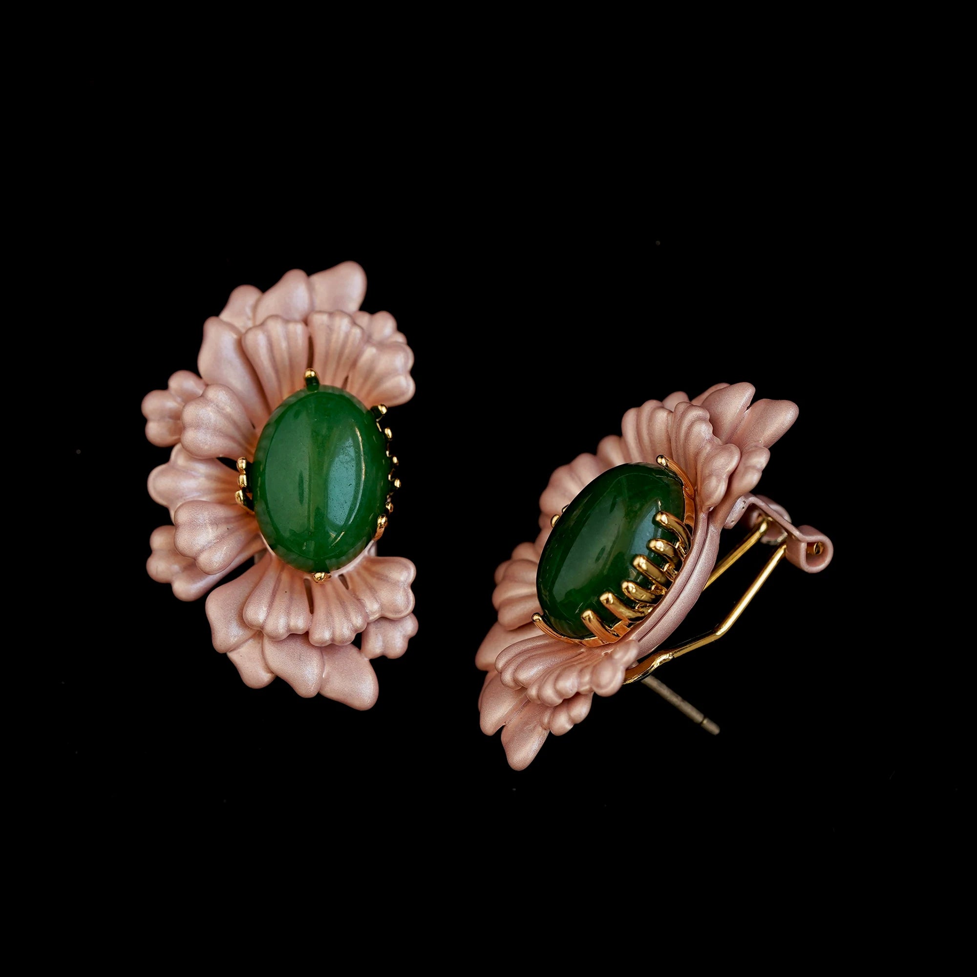 Natural Green Agate Earrings, Medieval Retro Accessible Luxury Niche Design, High-End Elegant Earrings For Women