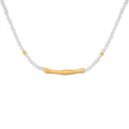 Sanswood Sengo "Golden Bamboo Guide" Brushed Bamboo Pearl Neck Chain Light Luxury Natural Flat Bead Necklace Clavicle Chain