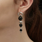 Sanswood Sengo'S "Electric Wave Island" Dual-Purpose Earrings! Black Onyx Earrings For Women Detachable Necklace Pendant