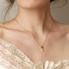Sanswood Sengo "Moon Tide" Adjustable Pearl Necklace 𫔀 Sterling Silver Moissanite Pendant Clavicle Chain