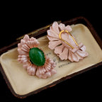 Natural Green Agate Earrings, Medieval Retro Accessible Luxury Niche Design, High-End Elegant Earrings For Women