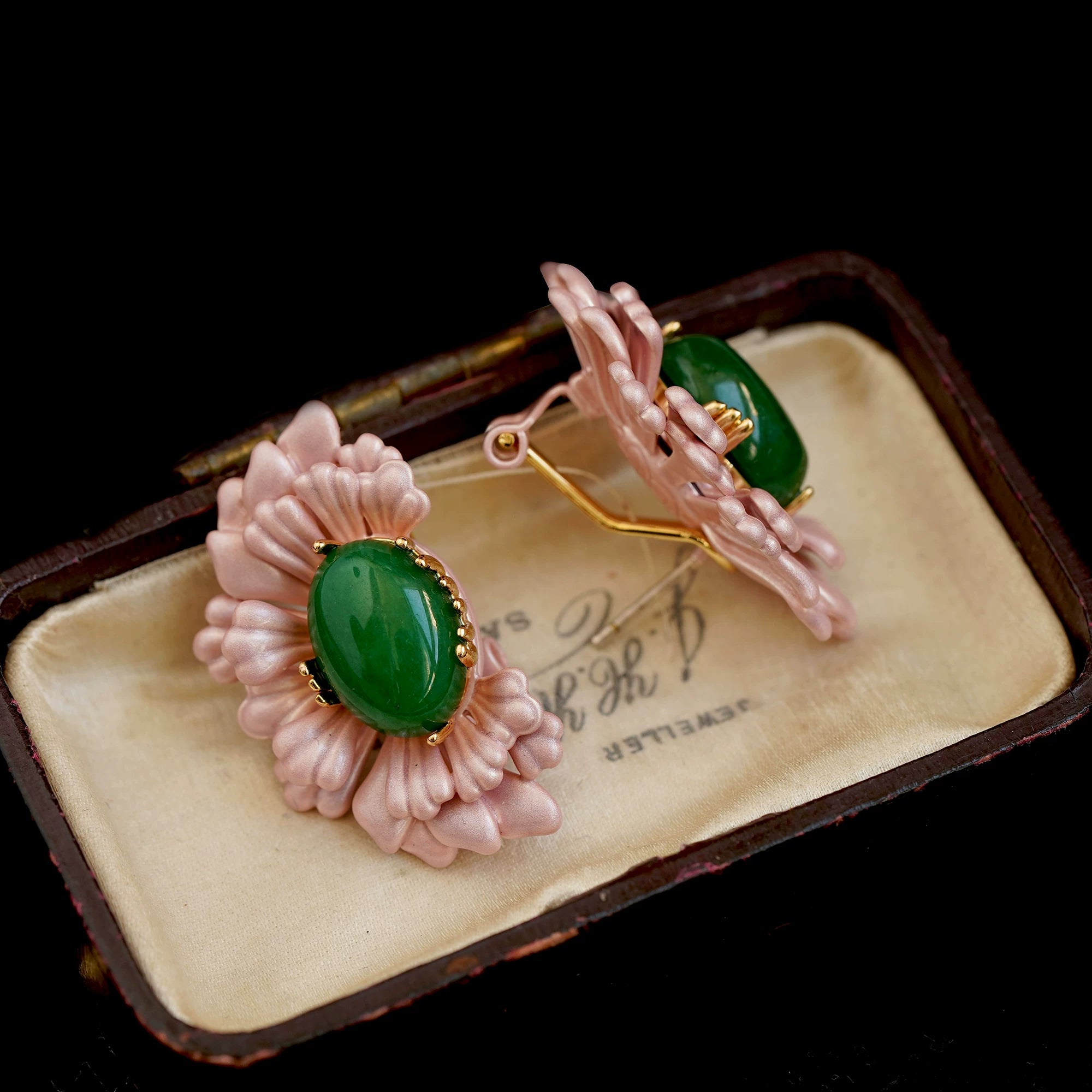 Natural Green Agate Earrings, Medieval Retro Accessible Luxury Niche Design, High-End Elegant Earrings For Women